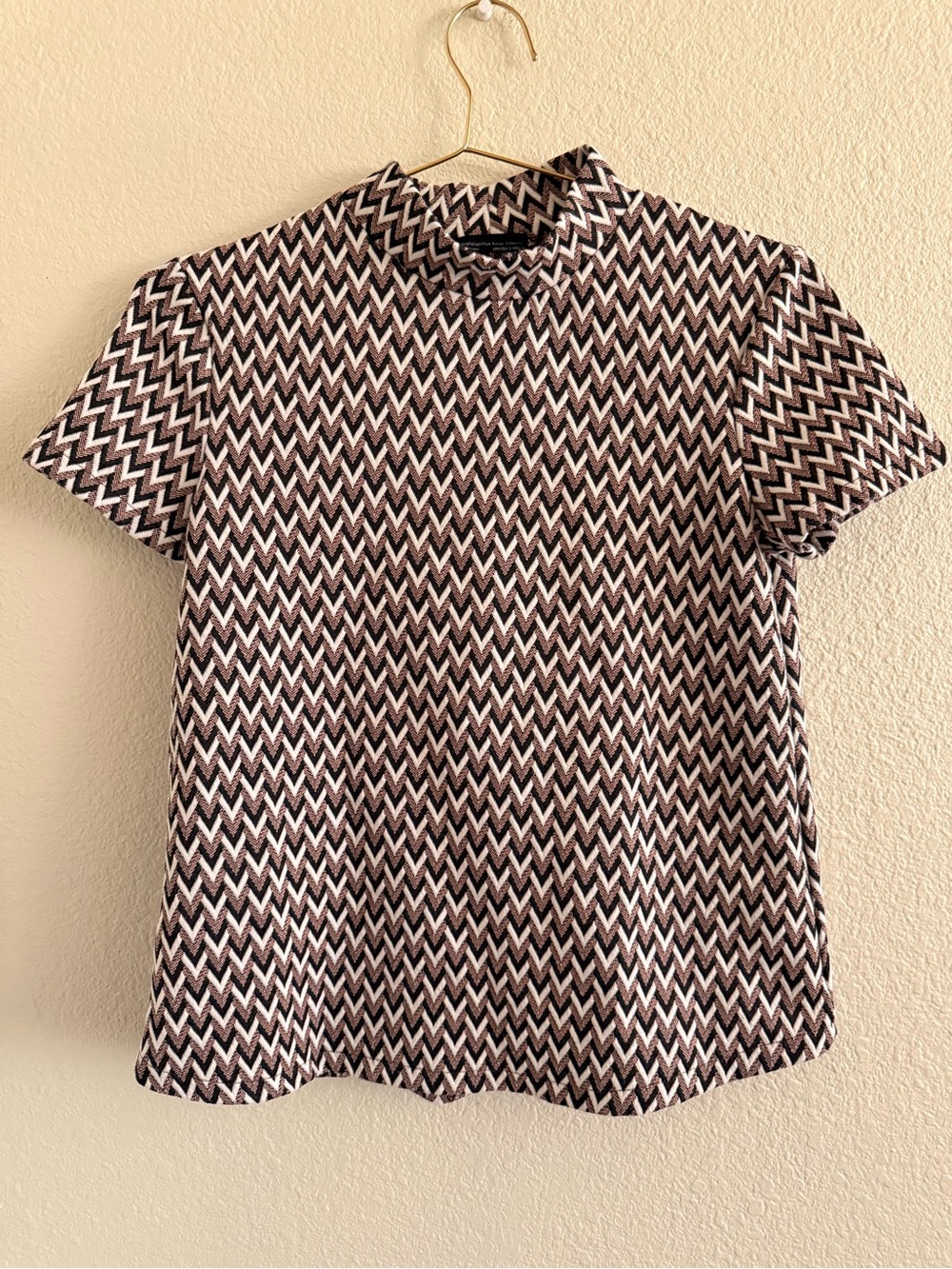 Zara Women's Chevron Short-Sleeve Top - Black & White